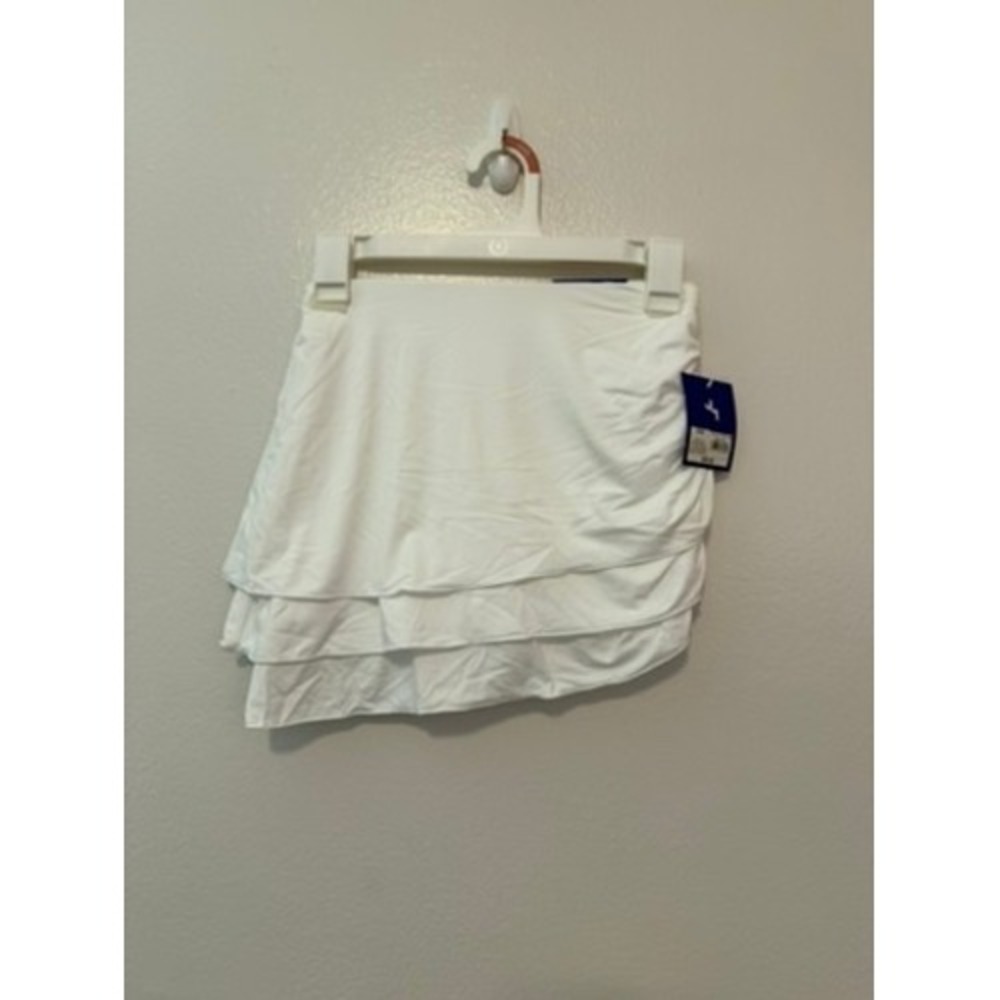 JoyLab Women White Tiered Ruffle Athletic Skort Built-in Shorts NWT